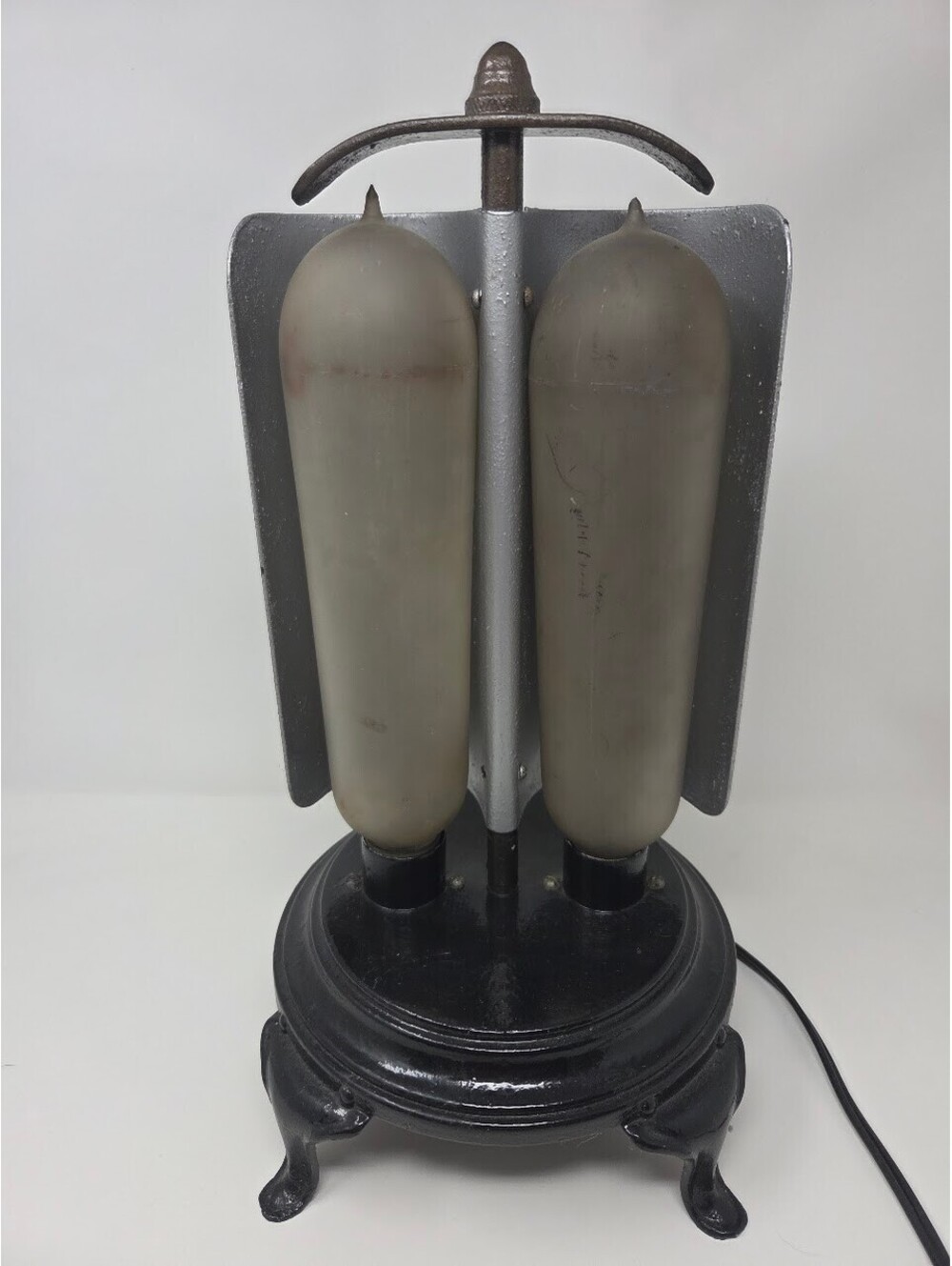 GE Luminous Electric Bulb Radiator Antique Dual Cylinder Metal Heater Unit